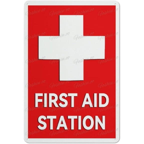 First Aid Station 8"x12", Aluminum Fade Resistant Easy Mounting Sign, Indoor Outdoor Use for Home Business Facility Office Safety Area