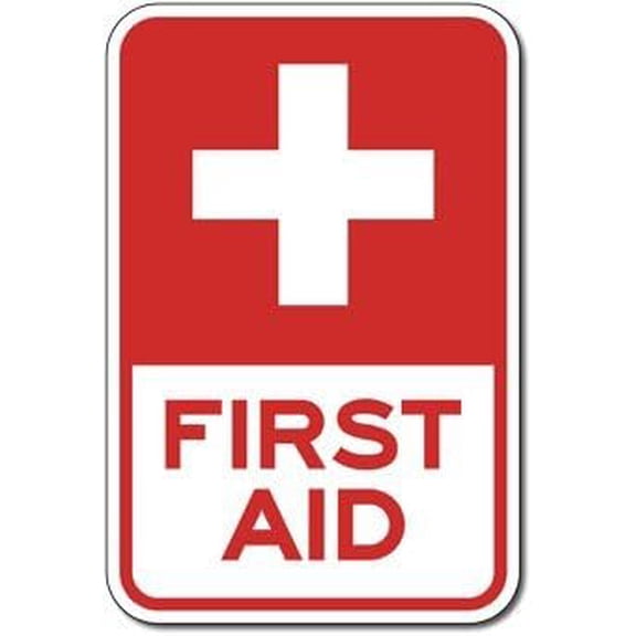 First Aid Station, Red Cross Symbol Sign 12"x 8" Metal Signs For Outdoor & Indoor