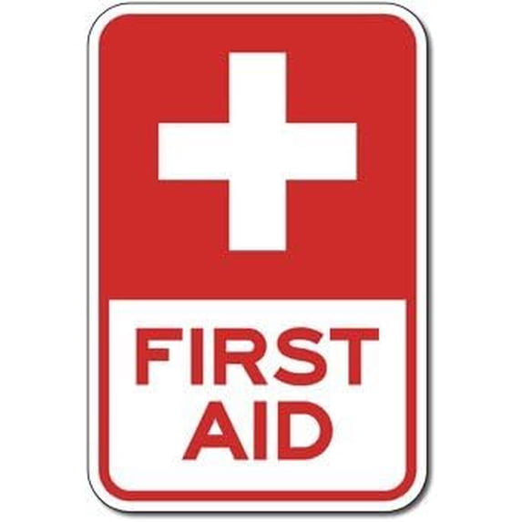First Aid Station, Red Cross Symbol Sign 12"x 8" Metal Signs For Outdoor & Indoor