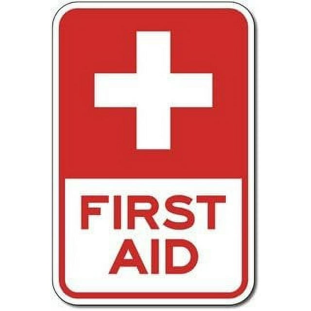 First Aid Station, Red Cross Symbol Signs 12x18 Reflective Rust