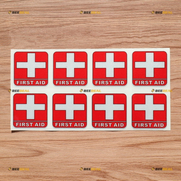 First Aid Symbol Cross Universal Red Decal Vinyl Sticker - 8 Pack Reflective, 2 Inches - Car Boat Laptop Case
