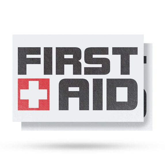 First Aid Vinyl Decal 2 Pack of 12 Inch x 16 Inch Weatherproof Heavy-Duty Adhesive Backing | Emergency Supplies, Workplace Safety, OSHA Compliance | Made in USA