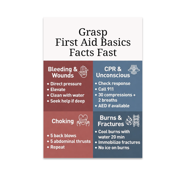 First Aid Visual Guide Poster - First Aid Basics Learner - 13x19 Poster Print