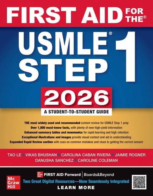 【最新版】FIRST AID FOR THE USMLE STEP1 2026 Tao Le, First Aid for the USMLE Step 1, 2026, Hardcover - Walmart.com