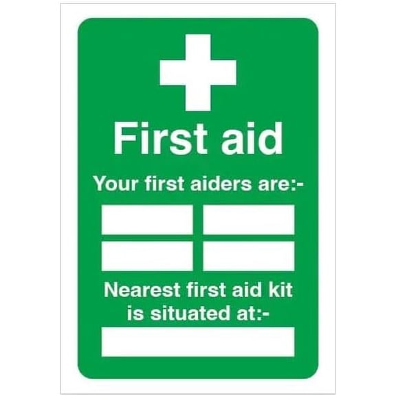First Aiders First Aid Box Sign Metal Sign Decorative Wall Plaque, 12 X 8 inch