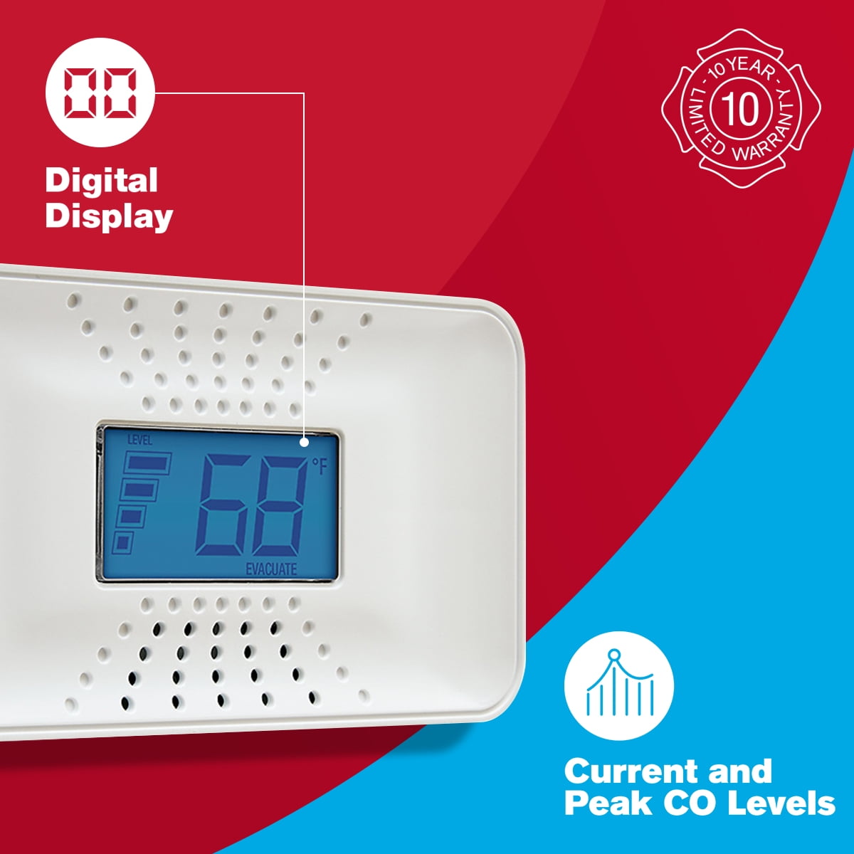 First Alert 1039752, White, Digital Display, Carbon Monoxide Alarm