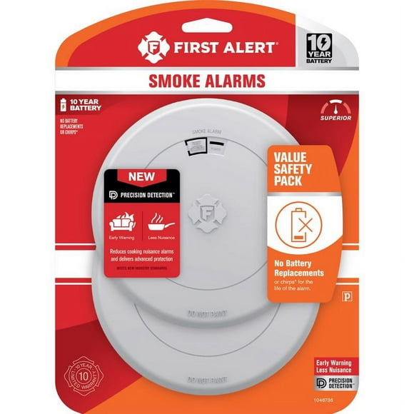 First Alert 1046736, Battery Photoelectric Sensor Smoke Alarm 2 Piece