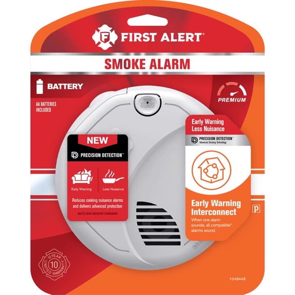 First Alert Wireless Interconnect Battery-Powered Smoke Alarm with Voice Alerts, 1 pk
