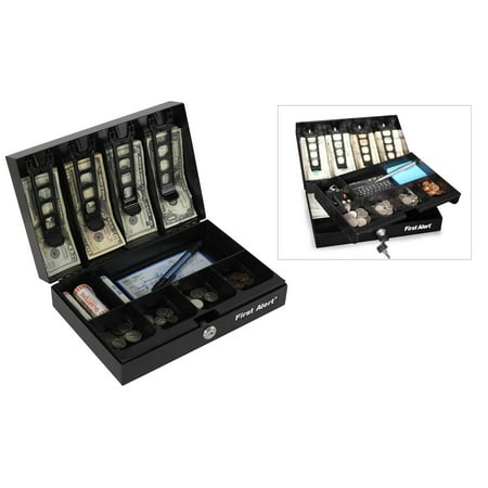First Alert 3026F Black Cash Box With Money Tray