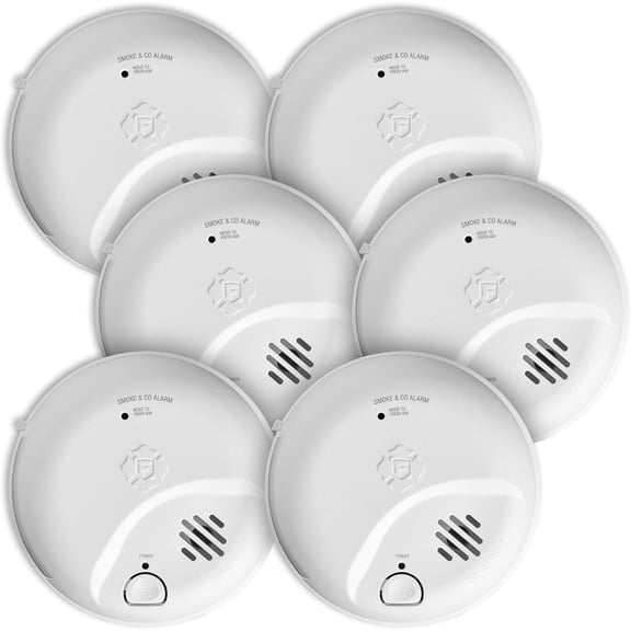 First Alert BRK, SMICO100 Battery-Operated Combination Smoke & Carbon Monoxide Alarm -Pack 6