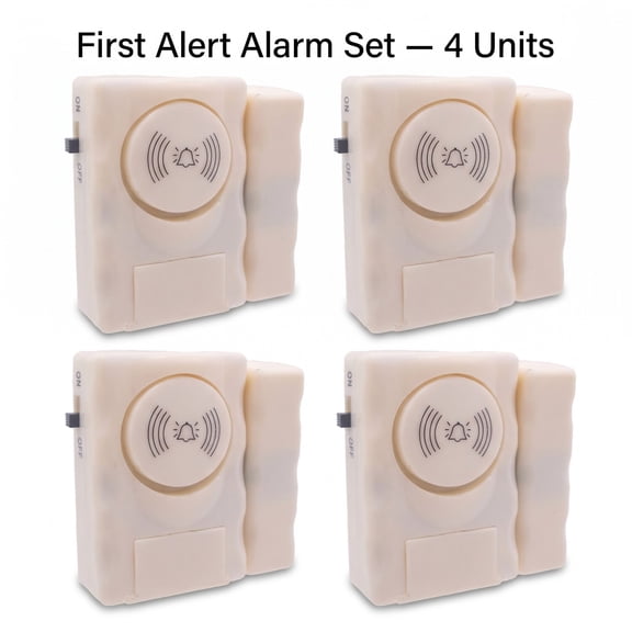 First Alert Door Window Alarm, 4 Units, Magnetic Contact, Alarm and Chime Modes