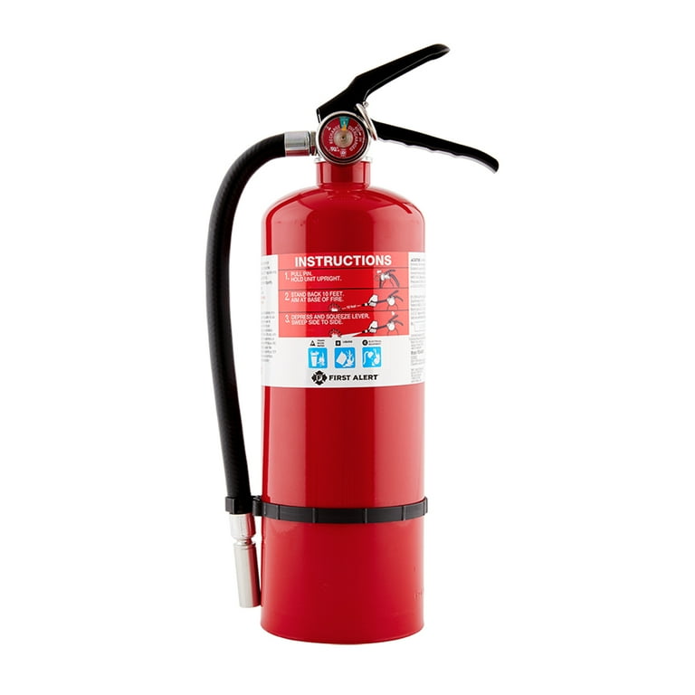 First Alert PRO5 Heavy Duty Fire Extinguisher, Rechargeable, Red