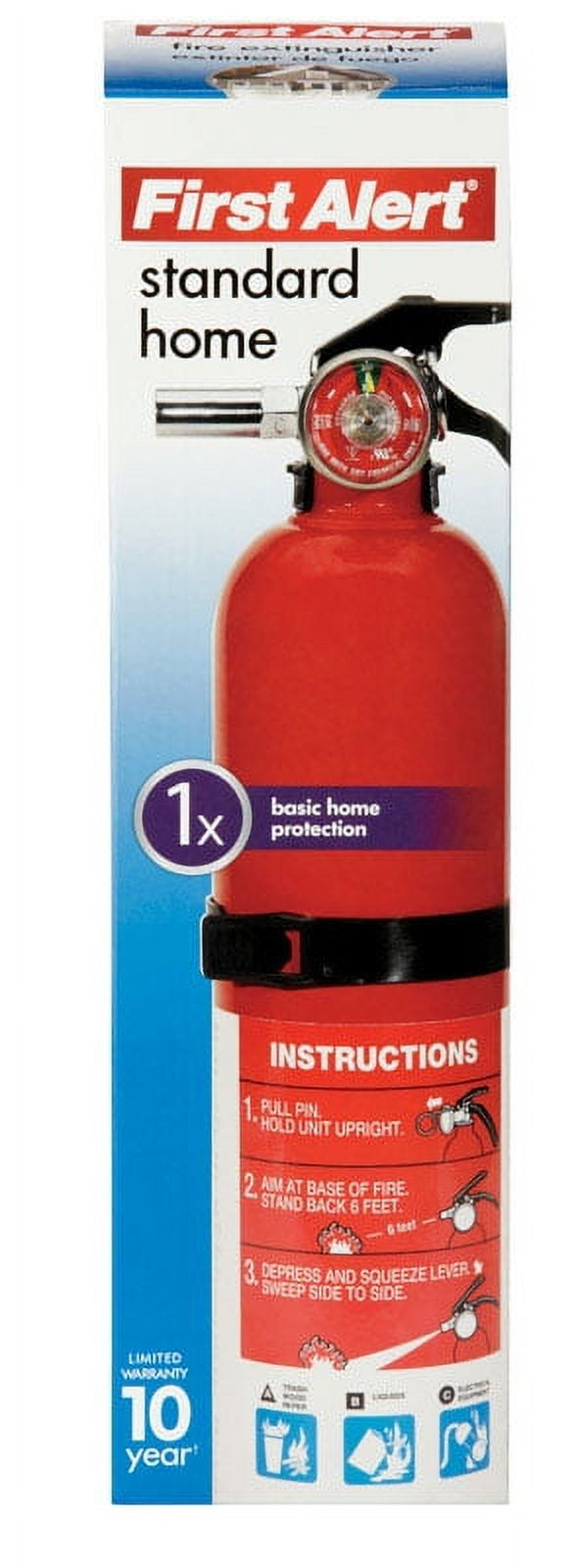 First Alert Rechargeable 1-A:10-B:C Fire Extinguisher, Metal, 2-1/2 lb, 4-Pack