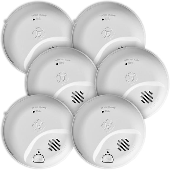 First Alert BRK SMICO100-AC Interconnect Hardwire Combination Smoke & Carbon Monoxide Alarm with Battery Backup, 6-Pack
