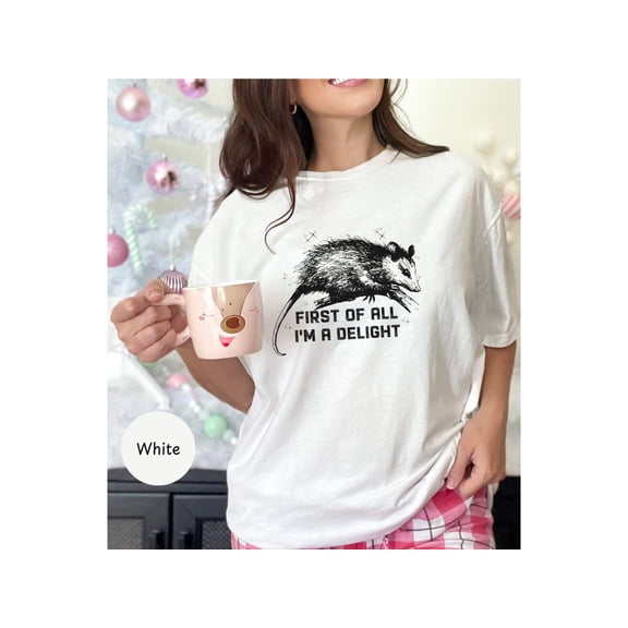 First All Im a Delight, Im a Goddamn Delight, First of All Possum Shirt, Funny Possum Shirt Womens, Possum I M Delightful Shirt, Raccoon Tee