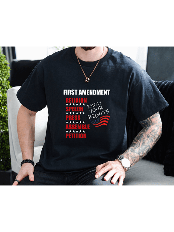 First Amendment Rights Audit United States Constitution Flag Unisex T-Shirt, up to size 3XL.