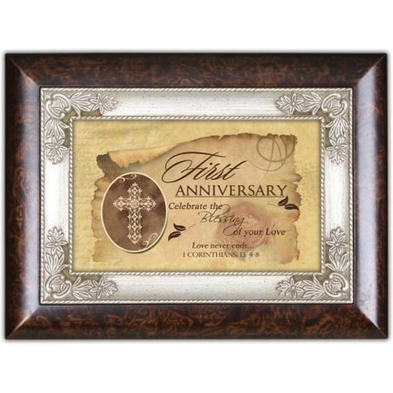 First Anniversary Cottage Garden Inspirational Italian Inspired Music Box Plays Amazing Grace