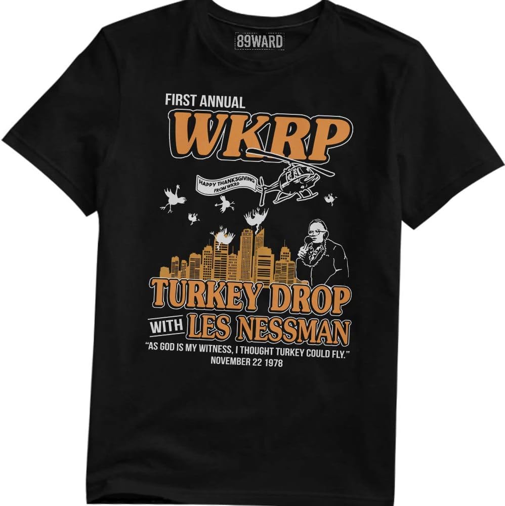 First Annual WKRP Turkey Drop Les Nessman TShirt WKRP in Cincinnati
