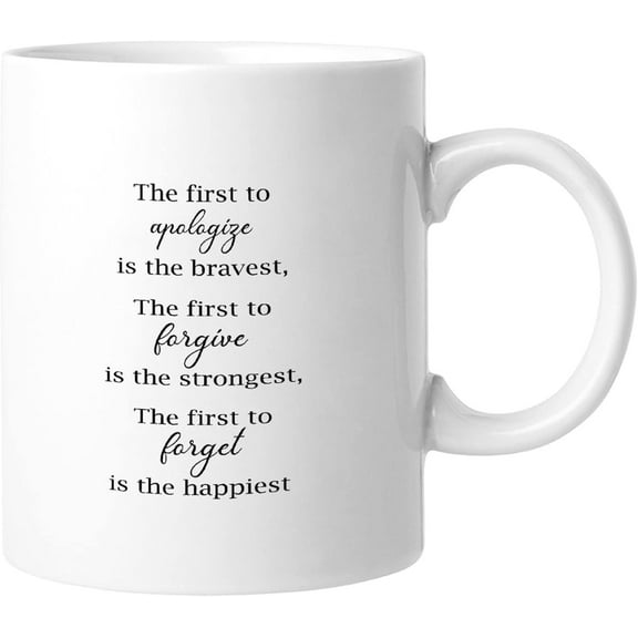 The First to Apologize Is The Bravest Coffee Mug Ceramic White Mugs Bible Scripture 11oz Novelty Coffee Mugs Friendship Gift For Cappuccino Espresso Latte Milk Tea
