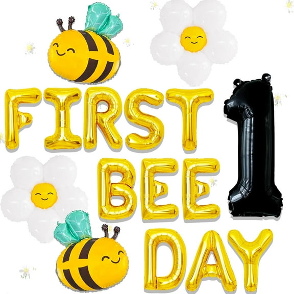 First Bee Day Decoration Happy 1st Bee Day Balloon So Sweet to Bee One Backdrop Fun to Bee One Bumble Bee First Birthday Decoration