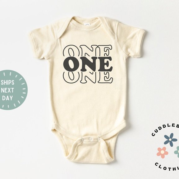 First Birthday Baby Bodysuit, Retro One Year Birthday Bodysuit, One Year Old Boy Girl , Cake Smash Outfit