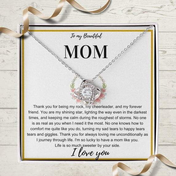To My Mom Love Knot Necklace From Son, Daughter. Mother's Day, Birthday, Christmas Gifts for Mom. Family Gifts Jewelry With Meaningful Messages