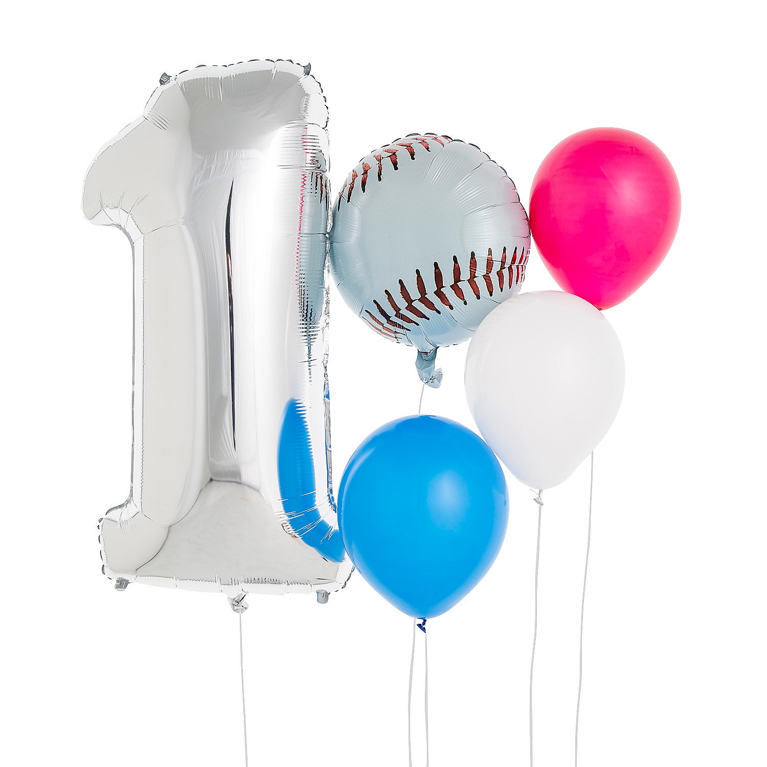 First Birthday Baseball Balloon Bouquet Red, White & Blue - 77 Pc