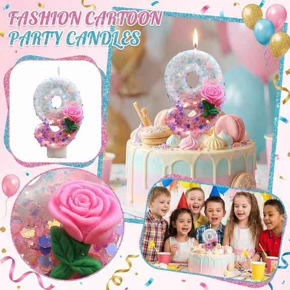 First Birthday Candle, Birthday Cake Candle, Pink Rose Detail, Floral Birthday Decorations, Cake Topper Decorations, Iridescent Glitter, First Birthday Decor, 1 Pc