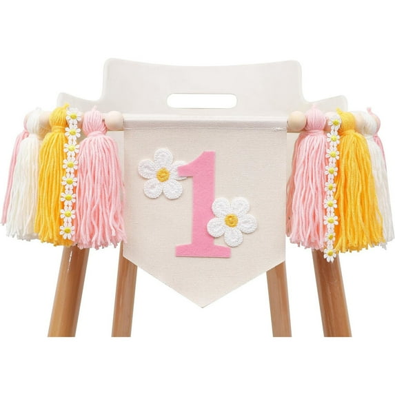 First Birthday Highchair Tassel Garland Banner For Party Decor Celebration Photo Backdrop And Festive Display