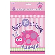 1st Birthday Ladybug Pink Party 8 ct Loot Favor Bags
