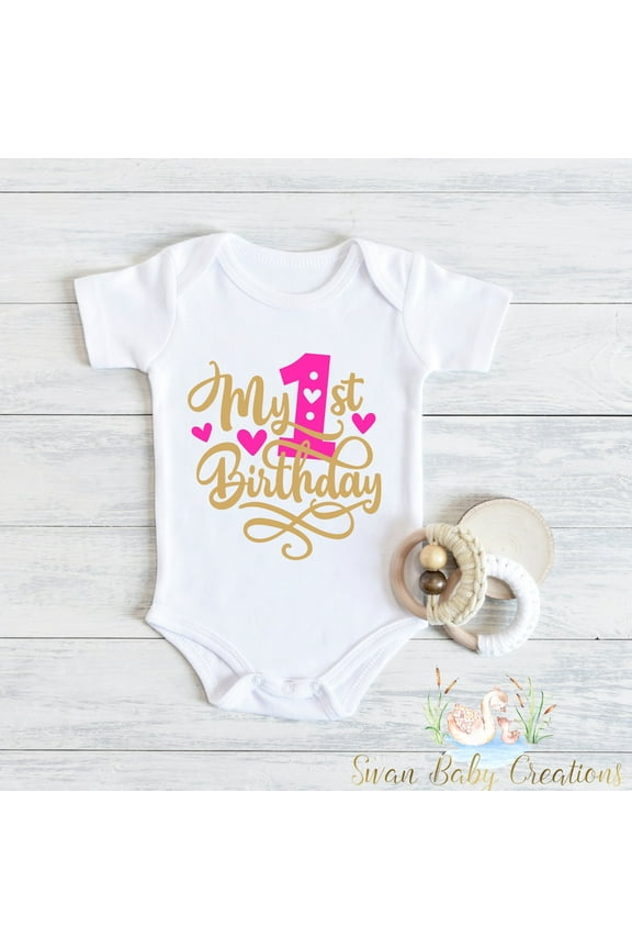 It'S My First Birthday, One Baby Shirt, Birthday Girl Bodysuit, First Birthday Outfit, Cake Smash Outfit, 1St Birthday Shirt, First Birthday Cute And Cool Baby Bodysuit, Baby Bodysuit Lat 4424
