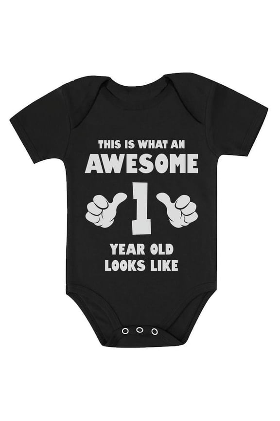 Boys' First Birthday Bodysuit - Cute "One Year Old" Graphic - 1st Birthday Gift - Baby - 12M, Black
