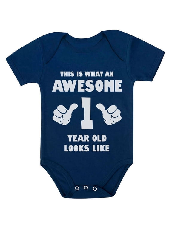 Boys' First Birthday Bodysuit - Cute "One Year Old" Graphic - 1st Birthday Gift - Baby - 24M, Navy