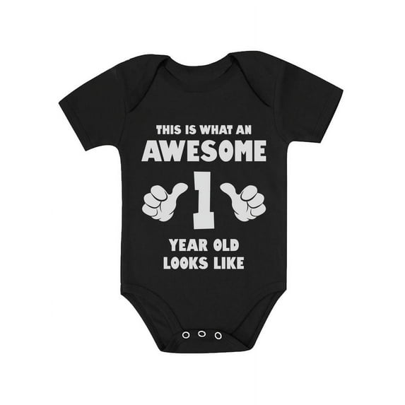 Tstars Boys' First Birthday Bodysuit - Cute "One Year Old" Graphic - 1st Birthday Gift - Baby - 18M, Black