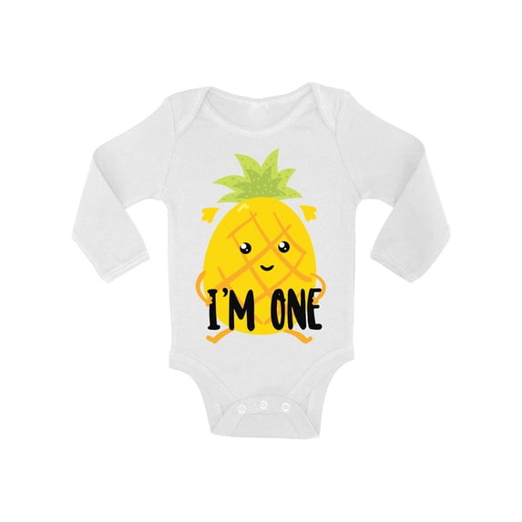 First Birthday Party Pineapple 1 Year Old Girl Boy Baby Bodysuits Long Sleeve Pineapple I'm One Outfits My First Birthday Gifts Baby Gifts First Birthday Gifts for Birthday Boy Birthday Girl