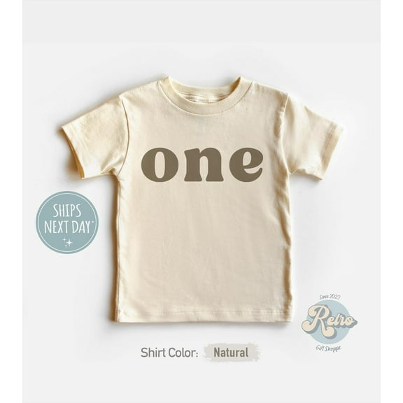 First Birthday Toddler Shirt Retro Minimalist One Year Old Birthday Tee Uninatural Toddler Tee, New Born, Baby Shower Gift, New Parents Gift