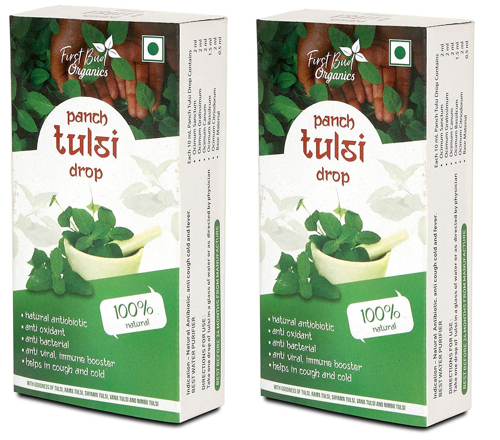 First Bud Organics Tulsi Drop (2x20ml), Helps in Cold & Cough, Tulsi