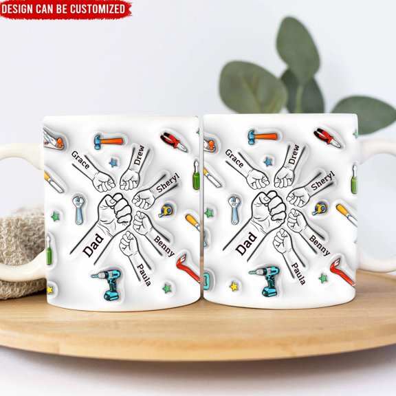 First Bump, A Bond That Can Never Be Broken - Personalized 3D Inflated Effect Printed Mug, Gift For Dad, Dad's Birthday Gift, Grandpa Gift