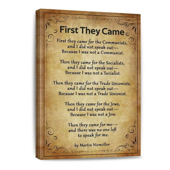 First They Came Then They Came For Me Canvas Wall Art Martin Nimora Quotes Decor Poem Poster Living Room Decorative Pictures For Bathroom Modern Home Prints Framed