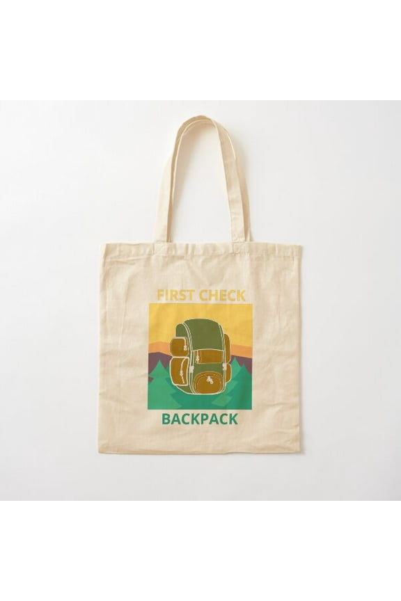 First Check Backpack Canvas Tote Bags, Reusable Shopping Bag