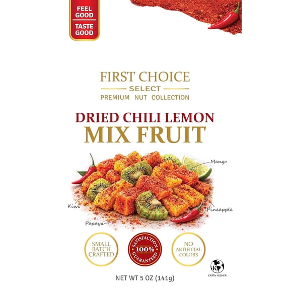First Choice Candy Dried Chili Lemon Mix Fruit, Pineapple, Mango, Kiwi and Papaya, Small Batch Crafted, 5 oz ( Pack Of 6)