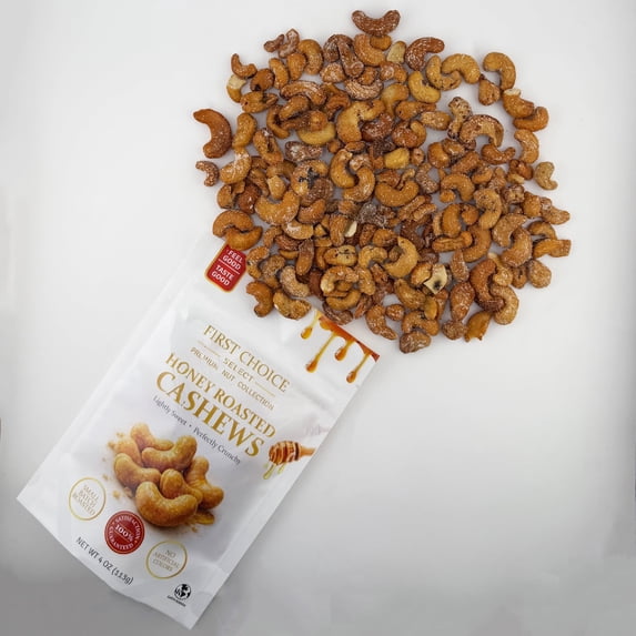 First Choice Candy Honey Roasted Cashews, Lightly Sweet, Perfectly Crunchy, Small Batch Roasted,4 oz ( Pack Of 6 )