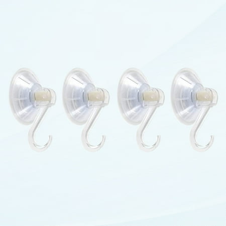 First Choice Clear Plastic Suction Cup Hooks, 4-Pack Extra Heavy Duty Hooks Power Lock Hooks Vacuum Seamless Hooks Smooth Waterproof and Oil Resistant Wall Shower Kitchen Window Bathroom Bracket