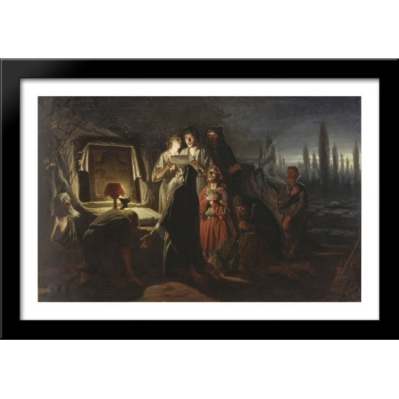 First Christians in Kiev 40x26 Large Black Wood Framed Print Art by Vasily Perov