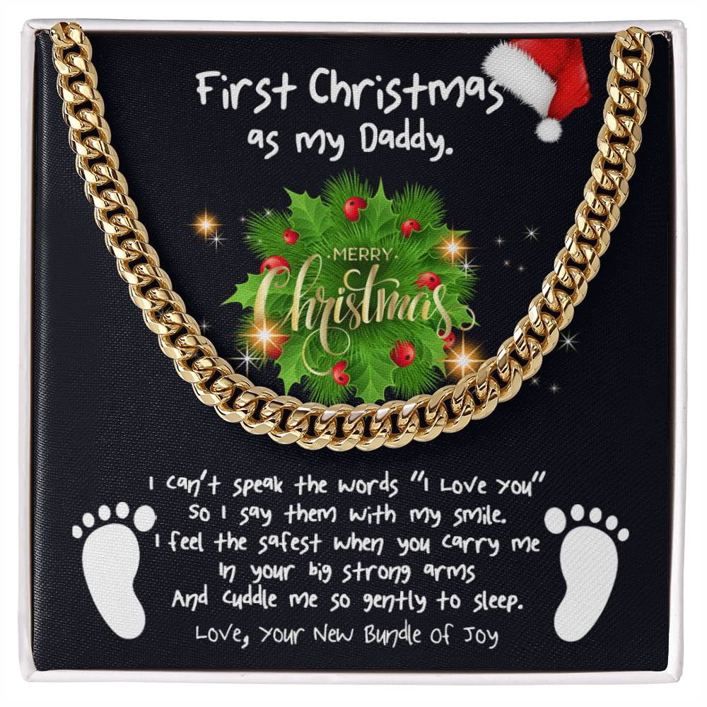 First Christmas Daddy Cuban Link Chain, Cuban Link Chain, Stainless ...