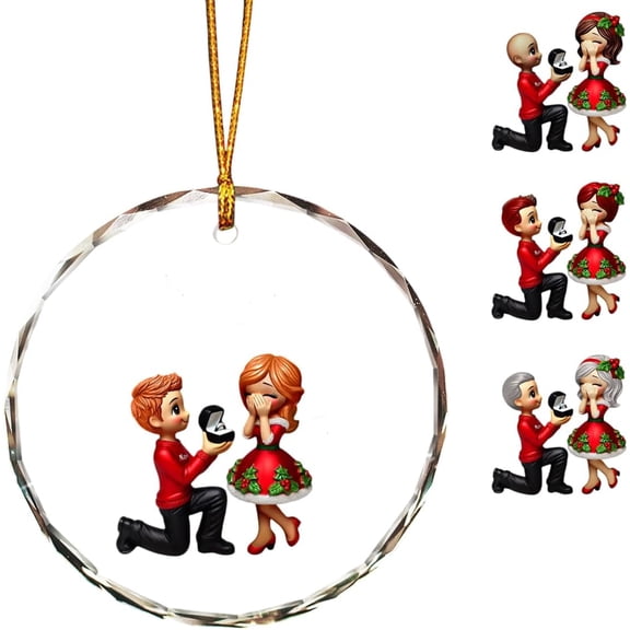 Our First Christmas Engaged Married - Couple Personalized Glass Ornament, Engagement Gifts For Couples 2025, Gift For Newly Engaged Couples, Happy Engagement Gift For Fiance Fianc