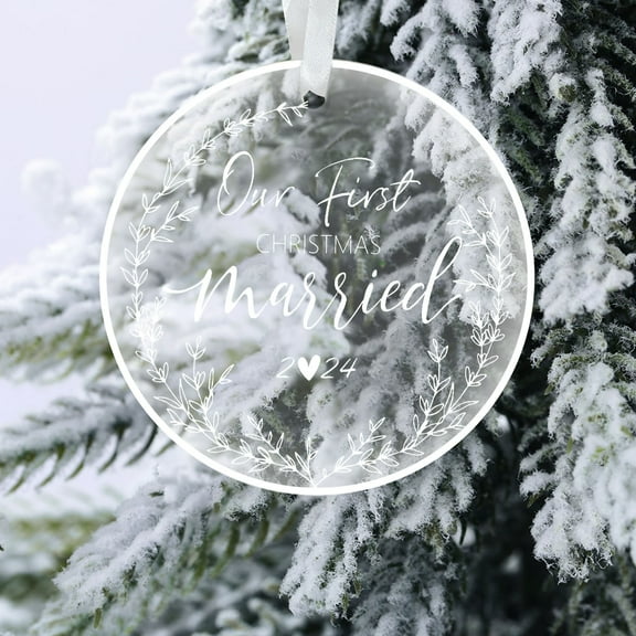 First Christmas Engaged Ornament 2024, Engagement Gifts for Couples, Our First Christmas Married Ornament 2024, Bridal Shower Gift, Newlywed Keepsake Gift, Glass Engaged Ornaments for Her