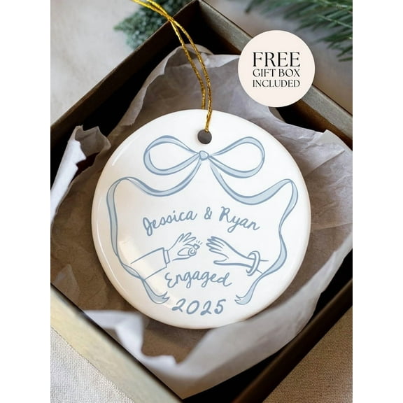 First Christmas Engaged Ornament, Personalized Engagement Gift for Couples, Custom Engagement Christmas Keepsake, Engaged Christmas Ornament