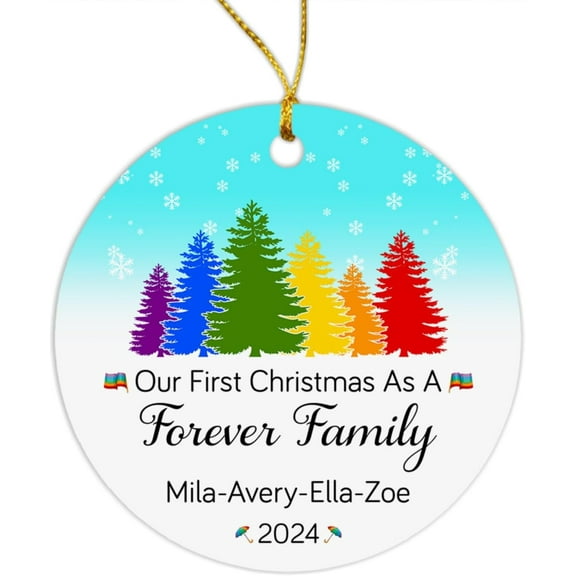 Our First Christmas As A Forever Family Ornament Gift, Personalized Ornament 2025 with Family Members Names, Our 1st Xmas As A Forever Family Ornament Gift for Two Dads Two Moms Adoption D7tl0u