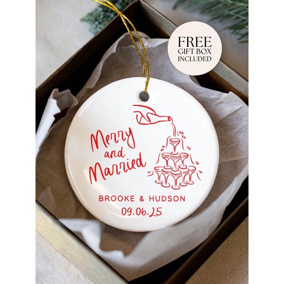 First Christmas Gift for Bride Custom Ornament with Personalized Names, Personalized Wedding Gift Christmas Ornament First Year Married